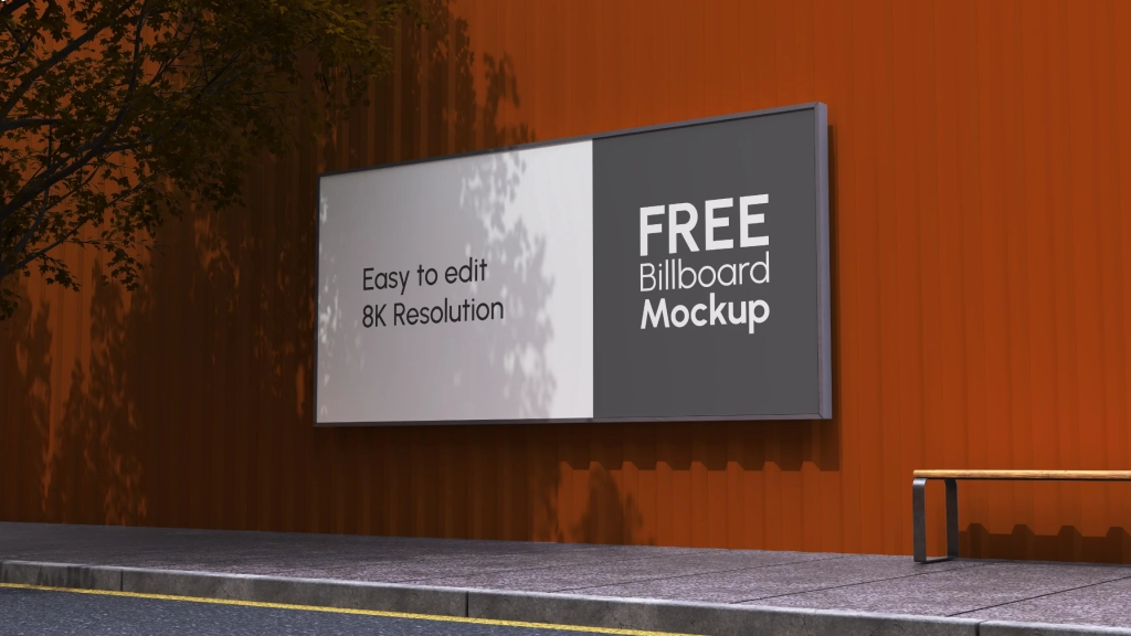 Free Street Wide Billboard Mockup